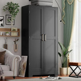 Freestanding Wooden Armoire Wardrobe Closet with Door And Shelves Bedroom Clothing Storage Cabinet