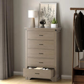 5 Drawer Dresser for Bedroom, 47 Tall Chest of Drawers, Wood White Dresser with Deep Drawers, Storage Dressers Organiz