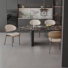 Italian Retro Solid Wood Dining Chair Mid-Century Modern Armchair Hotel Restaurant High Resilience Stool Premium Faux Leather