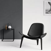 Century Modern Shell Chair, Ergonomic Accent Chair for Living Room & Bedroom, Ebony Black