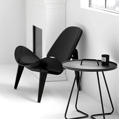 Century Modern Shell Chair, Ergonomic Accent Chair for Living Room & Bedroom, Ebony Black