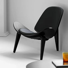 Century Modern Shell Chair, Ergonomic Accent Chair for Living Room & Bedroom, Ebony Black