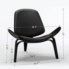 Century Modern Shell Chair, Ergonomic Accent Chair for Living Room & Bedroom, Ebony Black
