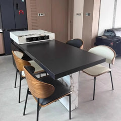 ‌Italian Retro Solid Wood Dining Chair Mid-Century Modern Armchair Hotel Restaurant High Resilience Stool Premium Faux Leather