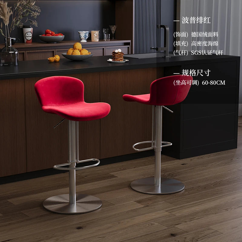 Pink Luxury Barstools Nordic With Back Reception Desks Aesthetic Vanity Bar Stools Swivel Adjustable Banqueta Trendy Furniture