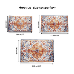 Area Rug 5x7 Vintage Bohemia Large Persian Non-slip Washable Rug For Living Room Kitchen Bedroom Living Room Flower Design Amber
