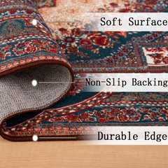 Area Rug 6x9 Vintage Bohemia Large Persian Non-slip Washable Rug For Living Room Kitchen Bedroom Living Room Flower Design Reddish Brown